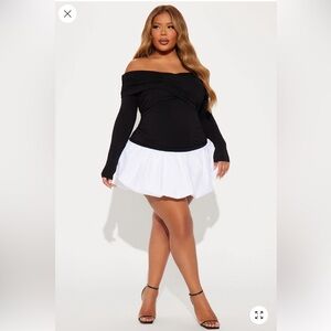 Black/White Off-Shoulder Dress